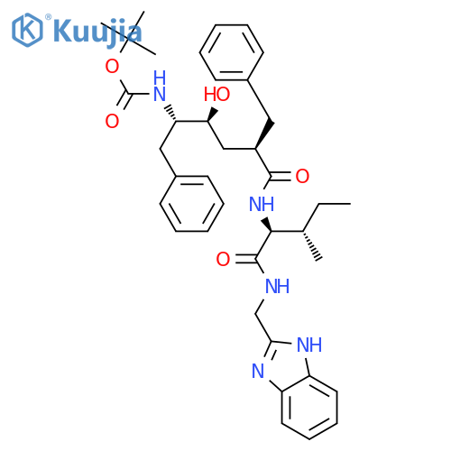 Carbamic acid,[(1S,2S,4R)-5-[[(1S,2S)-1-[[(1H-benzimidazol-2-ylmethyl)amino]carbonyl]-2-methylbutyl]amino]-2-hydroxy-5-oxo-1,4-bis(phenylmethyl)pentyl]-,1,1-dimethylethyl ester (9CI) structure