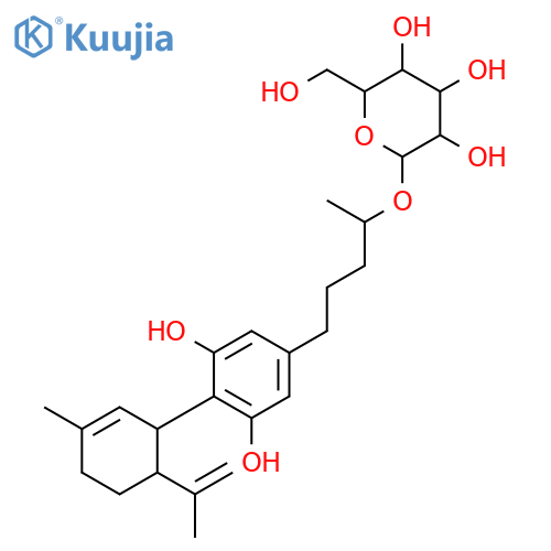 b-D-Glucopyranoside,4-[3,5-dihydroxy-4-[3-methyl-6-(1-methylethenyl)-2-cyclohexen-1-yl]phenyl]-1-methylbutyl structure