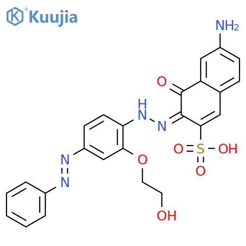 (3E)-6-amino-3-(2-{2-(2-hydroxyethoxy)-4-[(E)-phenyldiazenyl]phenyl}hydrazinylidene)-4-oxo-3,4-dihydronaphthalene-2-sulfonic acid structure