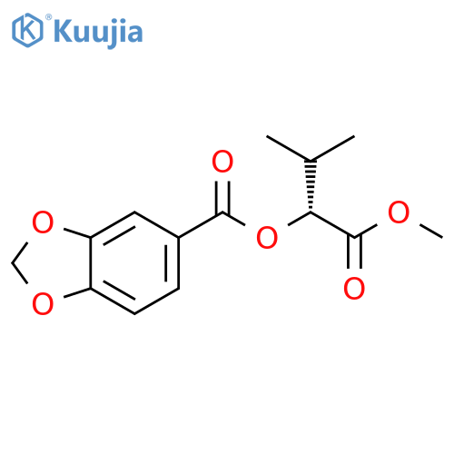 1,3-Benzodioxole-5-carboxylic acid, (1R)-1-(methoxycarbonyl)-2-methylpropyl ester structure