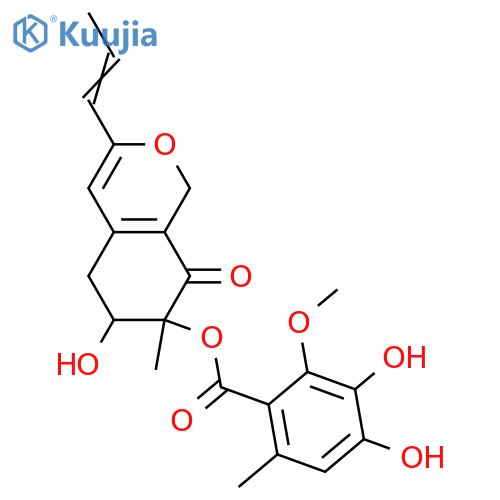 1,5,6,7-Tetrahydro-6,7-dihydroxy-3-(3-hydroxy-1-propenyl)-7-methyl-8H-2-benzopyran-8-one; (1'E,6R*,7R*)-form, 3'-Deoxy, 7-O-(3,4-dihydroxy-2-methoxy-6-methylbenzoyl) structure