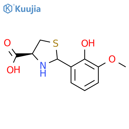 (4S)-2-(2-Hydroxy-3-methoxyphenyl)-1,3-thiazolidine-4-carboxylic acid structure