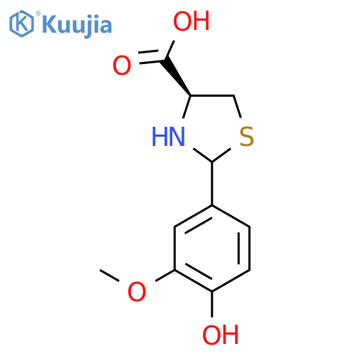 (4S)-2-(4-Hydroxy-3-methoxyphenyl)-1,3-thiazolidine-4-carboxylic acid structure