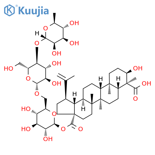 Lup-20(29)-ene-23,28-dioicacid, 3-hydroxy-, 28-(O-6-deoxy-a-L-mannopyranosyl-(1(R)4)-O-b-D-glucopyranosyl-(1(R)6)-b-D-glucopyranosyl) ester, (3a,4a)- structure