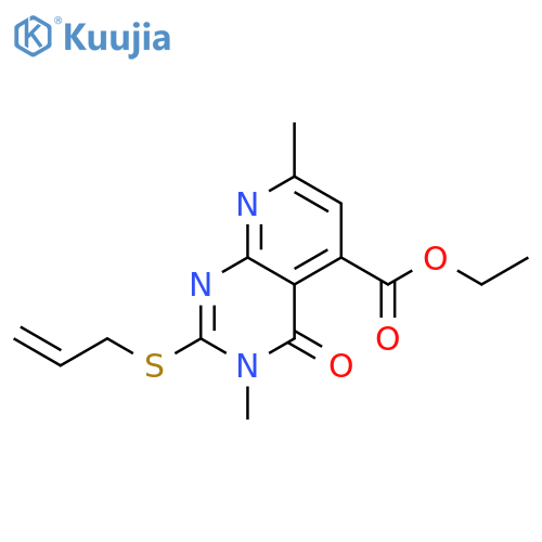 Pyrido[2,3-d]pyrimidine-5-carboxylicacid, 3,4-dihydro-3,7-dimethyl-4-oxo-2-(2-propen-1-ylthio)-, ethyl ester structure