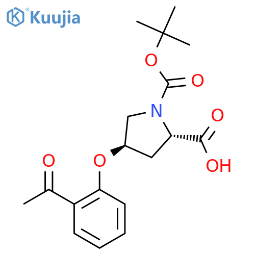 (2S,4S)-4-(2-Acetylphenoxy)-1-(tert-butoxy-carbonyl)-2-pyrrolidinecarboxylic Acid structure