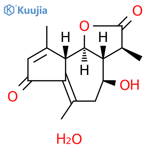 (3S,3aR,4S,9aS,9bR)-4-hydroxy-3,6,9-trimethyl-3,3a,4,5-tetrahydroazuleno[4,5-b]furan-2,7(9aH,9bH)-dione hydrate structure