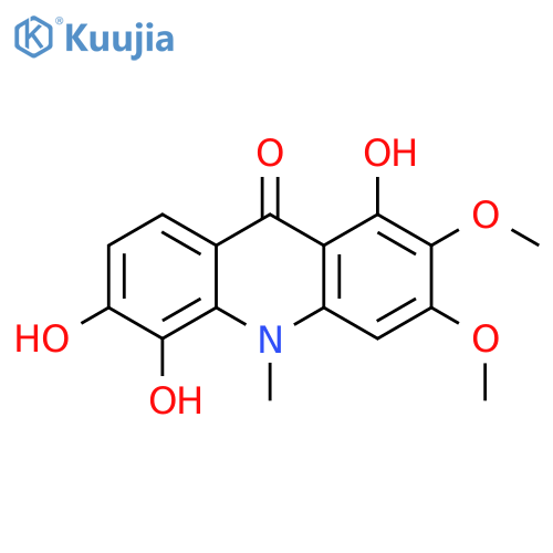 1,5,6-trihydroxy-2,3-dimethoxy-10-methyl-9-acridone structure