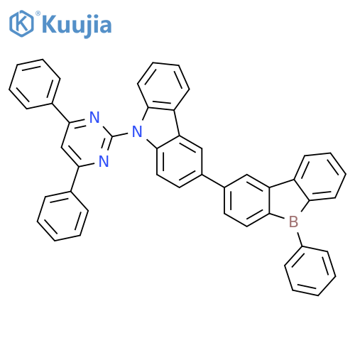 9H-Carbazole, 9-(4,6-diphenyl-2-pyrimidinyl)-3-(5-phenyl-5H-dibenzoborol-2-yl)- structure