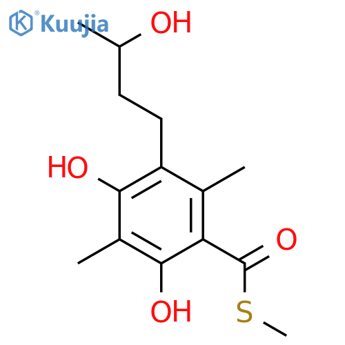 Benzenecarbothioicacid, 2,4-dihydroxy-5-(3-hydroxybutyl)-3,6-dimethyl-, S-methyl ester (9CI) structure