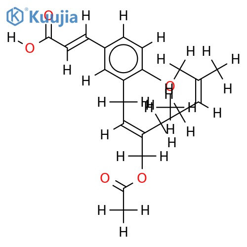 4-Me ether,10'-Ac-(alphaZ)-3-(10-Hydroxygeranyl)-p-coumaric acid structure