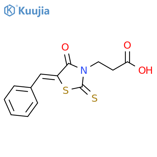 3-(5Z)-4-oxo-5-(phenylmethylidene)-2-sulfanylidene-1,3-thiazolidin-3-ylpropanoic acid structure