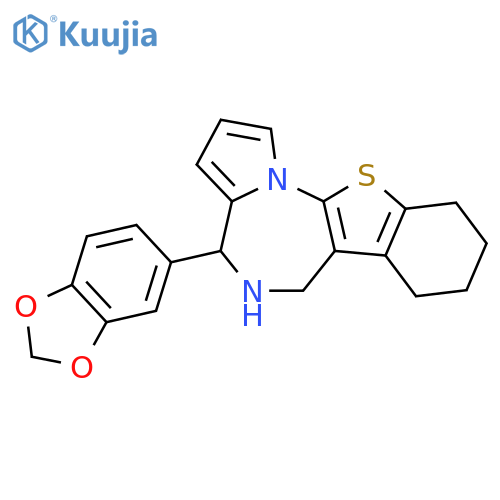 4H-[1]Benzothieno[3,2-f]pyrrolo[1,2-a][1,4]diazepine,4-(1,3-benzodioxol-5-yl)-5,6,7,8,9,10-hexahydro- structure