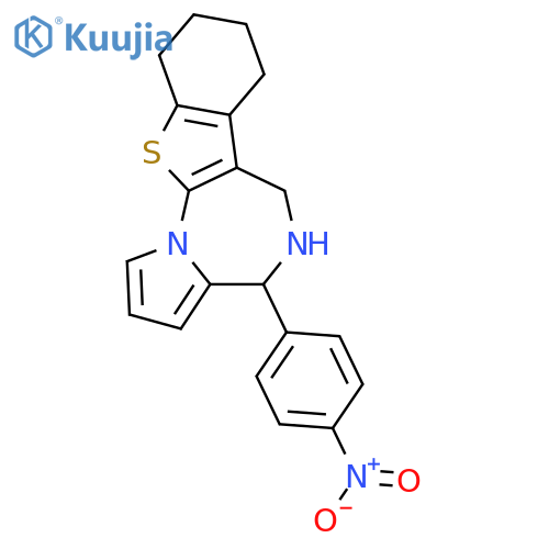 4-(4-nitrophenyl)-5,6,7,8,9,10-hexahydro-4H-[1]benzothieno[3,2-f]pyrrolo[1,2-a][1,4]diazepine structure