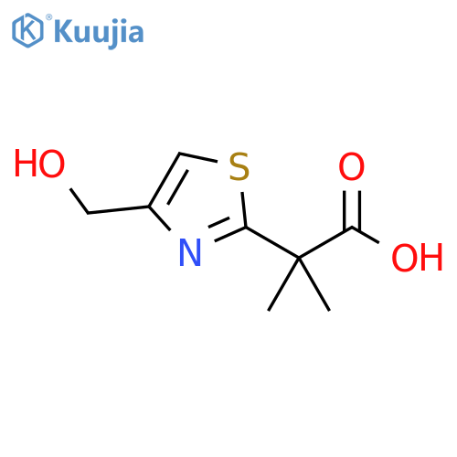 2-4-(hydroxymethyl)-1,3-thiazol-2-yl-2-methylpropanoic acid structure