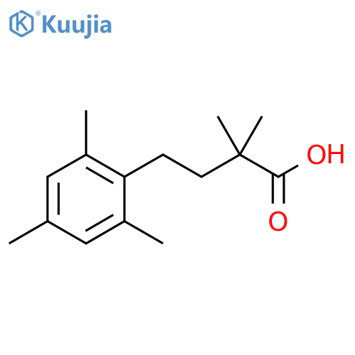 2,2-dimethyl-4-(2,4,6-trimethylphenyl)butanoic acid structure