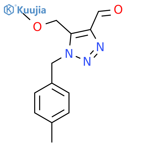 5-(methoxymethyl)-1-(4-methylphenyl)methyl-1H-1,2,3-triazole-4-carbaldehyde structure