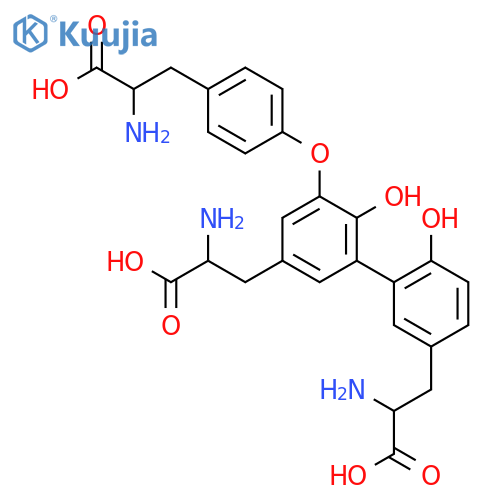 [1,1'-Biphenyl]-3,3'-dipropanoicacid, a,a'-diamino-5-[4-[(2S)-2-amino-2-carboxyethyl]phenoxy]-6,6'-dihydroxy-,(aS,a'S)- (9CI) structure