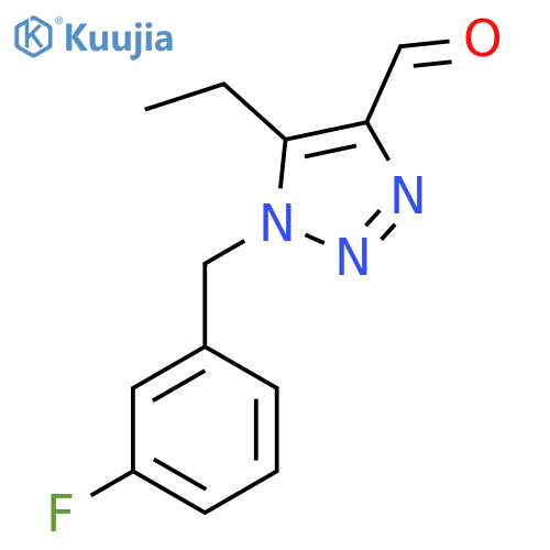 5-ethyl-1-(3-fluorophenyl)methyl-1H-1,2,3-triazole-4-carbaldehyde structure
