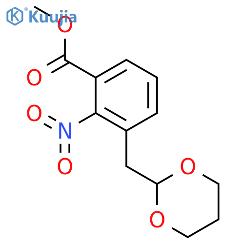 ((3-methoxycarbonyl-2-nitrophenyl)methyl)-1,3-dioxane structure