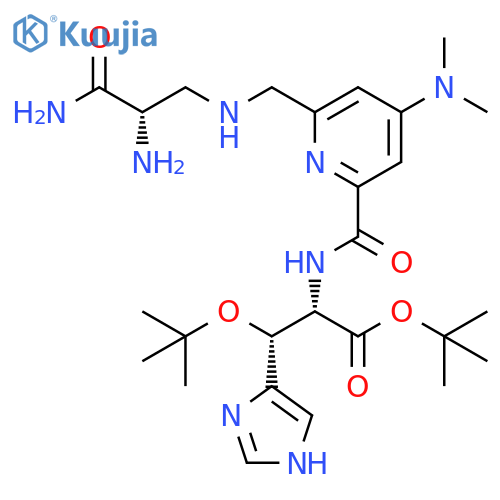 L-Histidine,N-[[6-[[[(2S)-2,3-diamino-3-oxopropyl]amino]methyl]-4-(dimethylamino)-2-pyridinyl]carbonyl]-b-(1,1-dimethylethoxy)-,1,1-dimethylethyl ester, (bR)- (9CI) structure