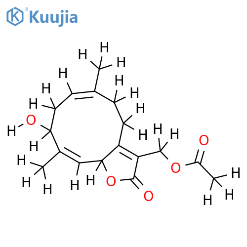 13-acetoxy-3beta-hydroxy-germacra-1(10)E,4E,7(11)-trien-12,6alpha-olide structure