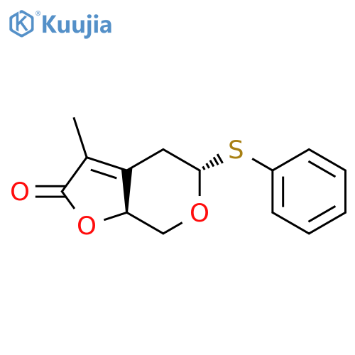 cis-3-methyl-5-(phenylthio)-4,5,7,7a-tetrahydro-2H-furo[2,3-c]pyran-2-one structure