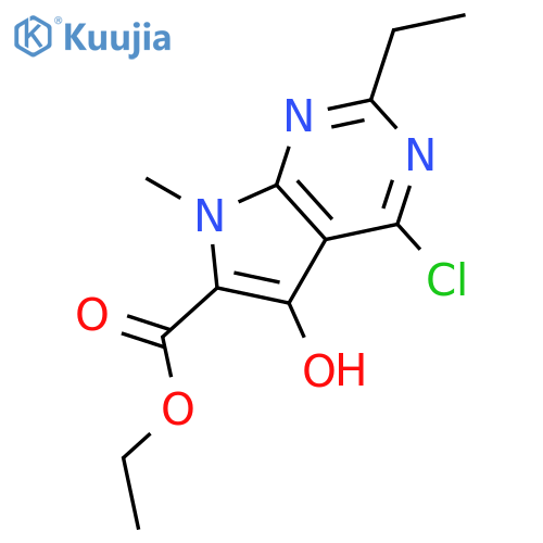 Ethyl 4-chloro-2-ethyl-5-hydroxy-7-methyl-7H-pyrrolo[2,3-d]pyrimidine-6-carboxylate structure