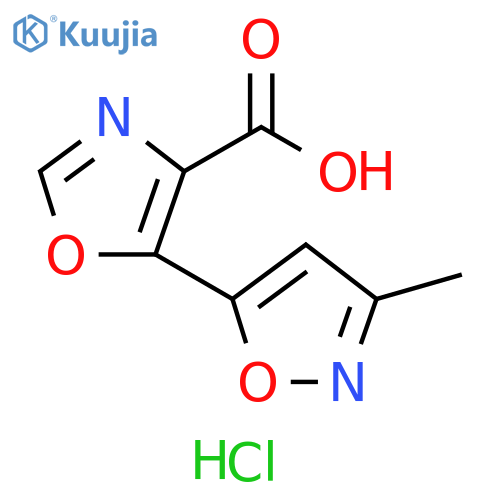 5-(3-methyl-1,2-oxazol-5-yl)-1,3-oxazole-4-carboxylic acid hydrochloride structure