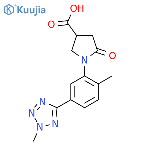 1-[2-Methyl-5-(2-methyltetrazol-5-yl)phenyl]-5-oxopyrrolidine-3-carboxylic acid structure
