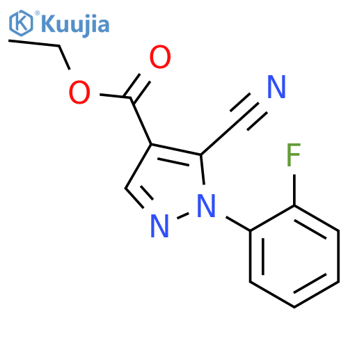 5-Cyano-1-(2-fluoro-phenyl)-1H-pyrazole-4-carboxylic acid ethyl ester structure