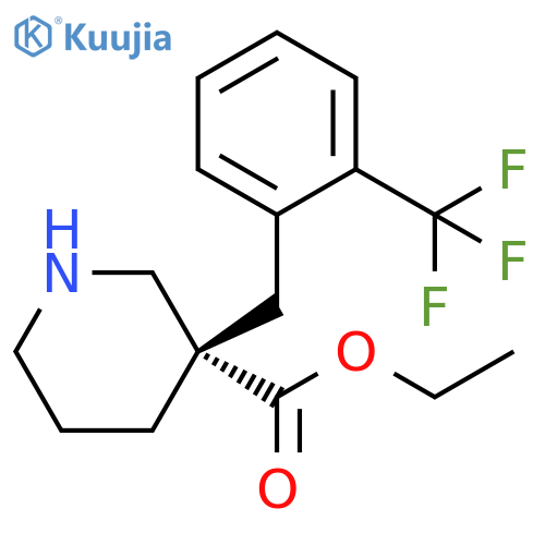 3-Piperidinecarboxylic acid, 3-[[2-(trifluoromethyl)phenyl]methyl]-, ethyl ester, (3S)- structure