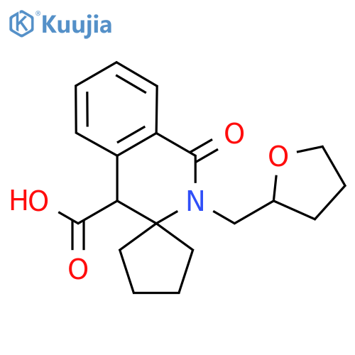 1'-Oxo-2'-(tetrahydrofuran-2-ylmethyl)-1',4'-dihydro-2'H-spirocyclopentane-1,3'-isoquinoline-4'-carboxylic acid structure
