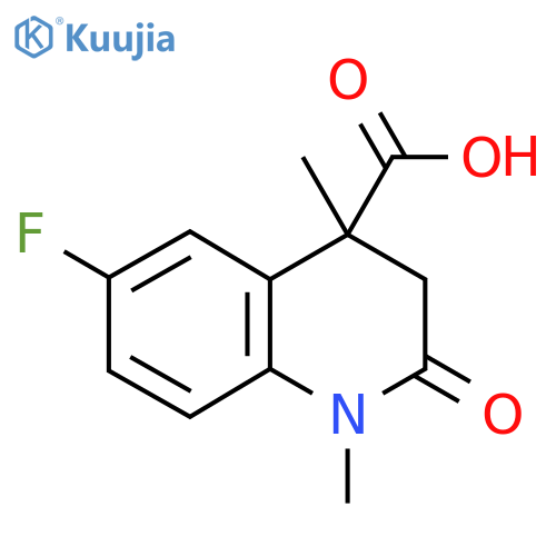 6-Fluoro-1,4-dimethyl-2-oxo-1,2,3,4-tetrahydro-quinoline-4-carboxylic acid structure