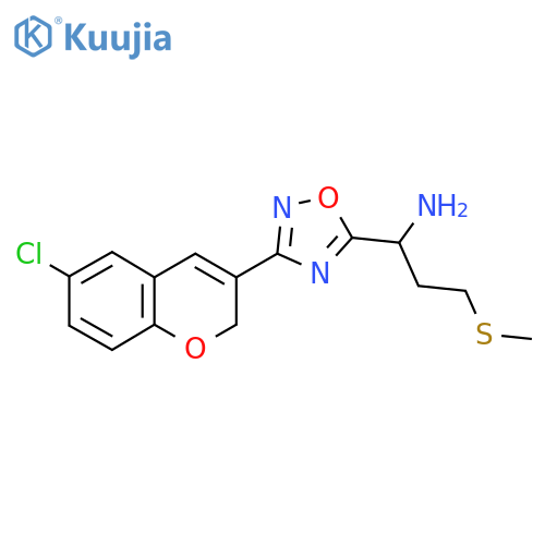 1-(3-(6-Chloro-2H-chromen-3-yl)-1,2,4-oxadiazol-5-yl)-3-(methylthio)propan-1-amine structure