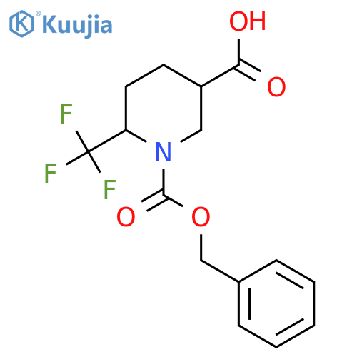 1-((Benzyloxy)carbonyl)-6-(trifluoromethyl)piperidine-3-carboxylic acid structure