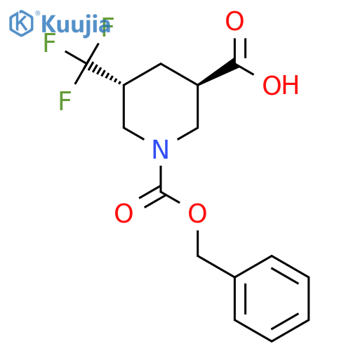 (3R,5R)-1-Phenylmethoxycarbonyl-5-(trifluoromethyl)piperidine-3-carboxylic acid structure