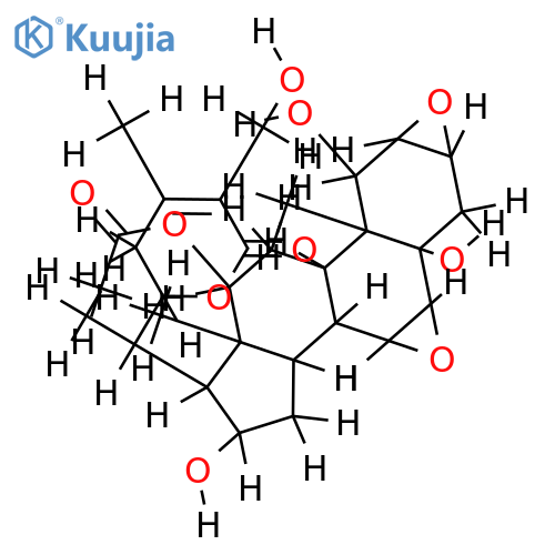 (20S,22R)-12alpha-acetoxy-2alpha,3alpha,6alpha,7alpha-diepoxy-1alpha,5alpha,16alpha,27-tetrahydroxywith-24-enolide structure