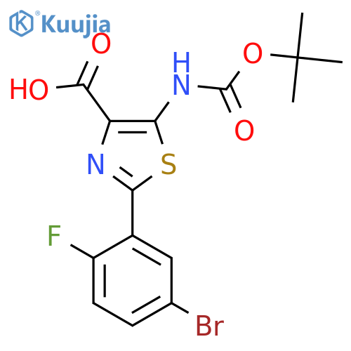 5-(Boc-amino)-2-(5-bromo-2-fluoro-phenyl)thiazole-4-carboxylic acid structure