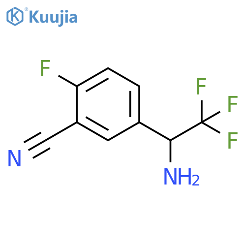 5-(1-amino-2,2,2-trifluoroethyl)-2-fluorobenzonitrile structure