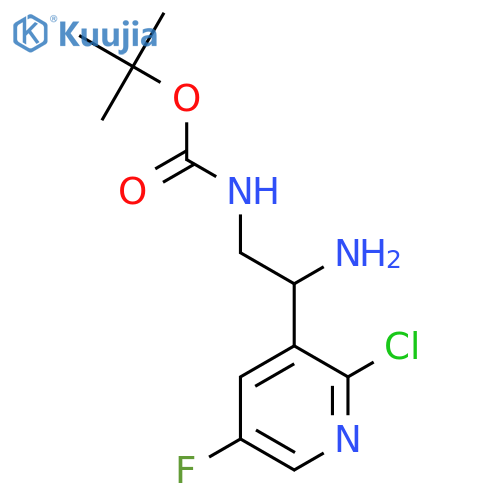 tert-butyl N-2-amino-2-(2-chloro-5-fluoropyridin-3-yl)ethylcarbamate structure