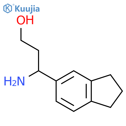 3-amino-3-(2,3-dihydro-1H-inden-5-yl)propan-1-ol structure
