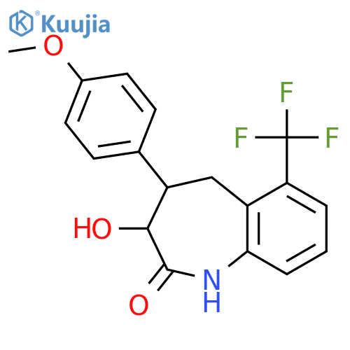 2H-1-Benzazepin-2-one,1,3,4,5-tetrahydro-3-hydroxy-4-(4-methoxyphenyl)-6-(trifluoromethyl)-, (3R,4S)- structure