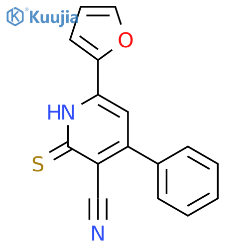 3-Pyridinecarbonitrile, 6-(2-furanyl)-1,2-dihydro-4-phenyl-2-thioxo- structure