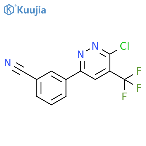 3-[6-chloro-5-(trifluoromethyl)pyridazin-3-yl]benzonitrile structure