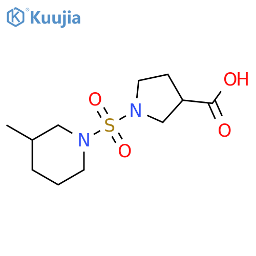 1-(3-methylpiperidin-1-yl)sulfonylpyrrolidine-3-carboxylic acid structure
