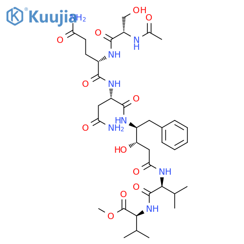 L-Valine,N-[N-[4-[[N2-[N2-(N-acetyl-L-seryl)-L-glutaminyl]-L-asparaginyl]amino]-2,4,5-trideoxy-5-phenyl-L-threo-pentonoyl]-L-valyl]-,methyl ester (9CI) structure