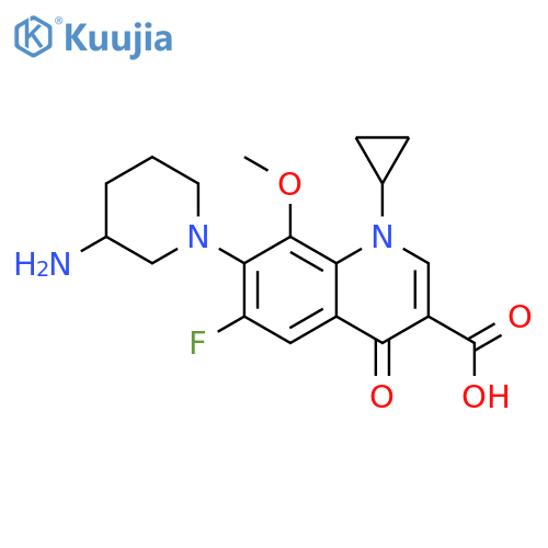 3-Quinolinecarboxylicacid,7-(3-amino-1-piperidinyl)-1-cyclopropyl-6-fluoro-1,4-dihydro-8-methoxy-4-oxo- structure