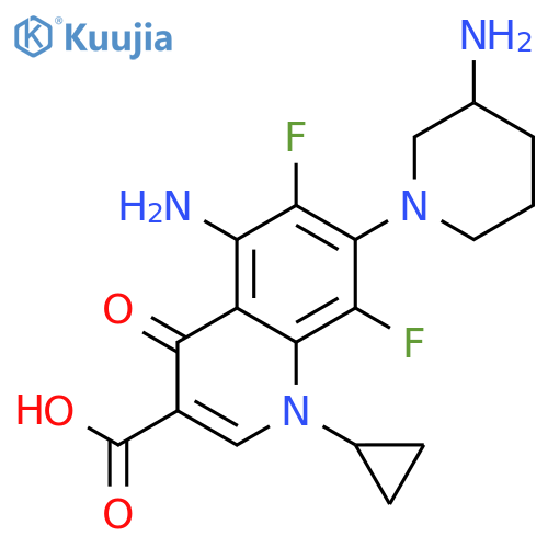 3-Quinolinecarboxylicacid,5-amino-7-(3-amino-1-piperidinyl)-1-cyclopropyl-6,8-difluoro-1,4-dihydro-4-oxo- structure