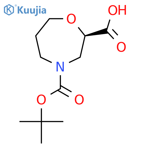 (2R)-4-[(tert-butoxy)carbonyl]-1,4-oxazepane-2-carboxylic acid structure